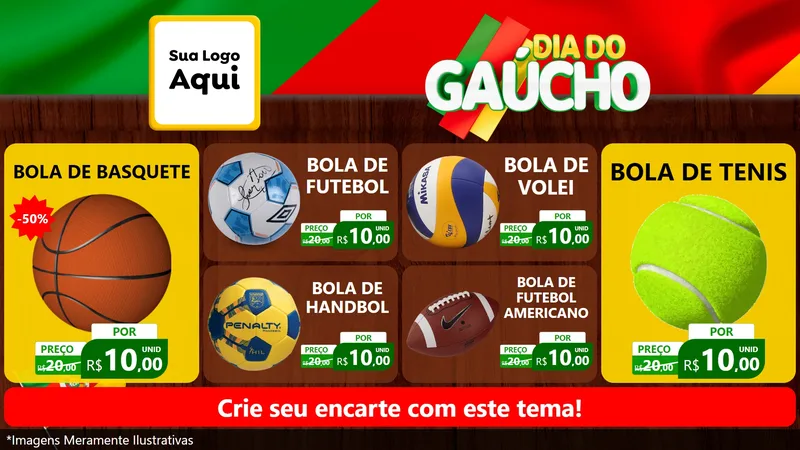 Modelo de TV para TV Horizontal com o tema Dia do Gaúcho para Artigos Esportivos