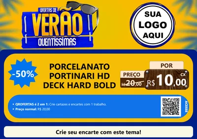 Modelo de Cartaz para Cartaz A4 Horizontal com o tema Ofertas de Verão Quentíssimas para Pisos e revestimentos