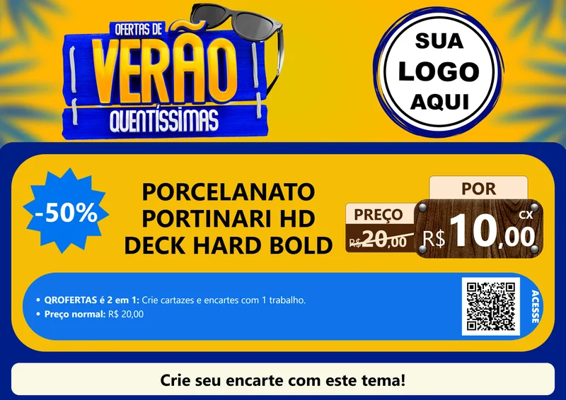 Modelo de Cartaz para Cartaz A4 Horizontal com o tema Ofertas de Verão Quentíssimas para Pisos e revestimentos