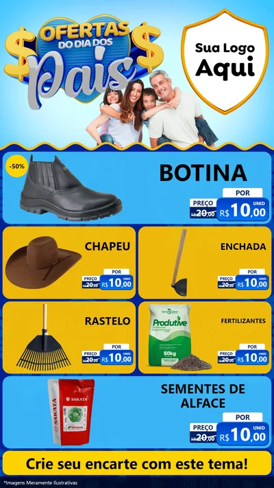 Modelo de TV para TV Vertical com o tema Ofertas do Dia dos Pais para Agropecuária
