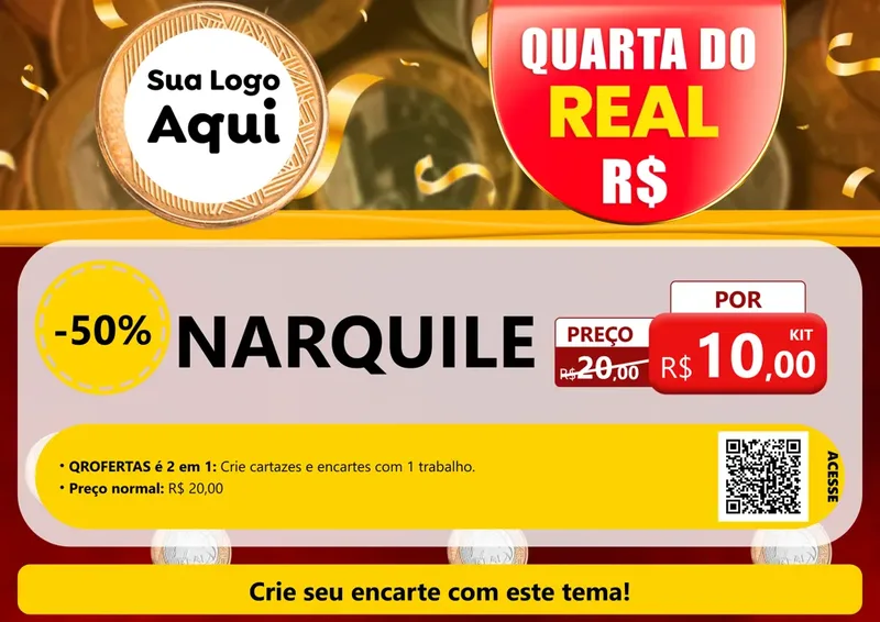 Modelo de Cartaz para Cartaz A4 Horizontal com o tema Quarta do Real para Tabacaria