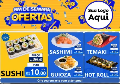 Modelo de Encarte para Encarte A4 Horizontal com o tema Fim de Semana de Ofertas para Comida japonesa