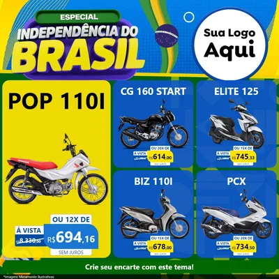 Modelo de Rede Social para Feed Facebook com o tema Especial Independência do Brasil para Concessionaria de Motos