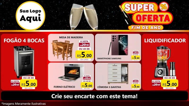 Modelo de TV para TV Horizontal com o tema Super Oferta Fim de Ano para Móveis e Eletro