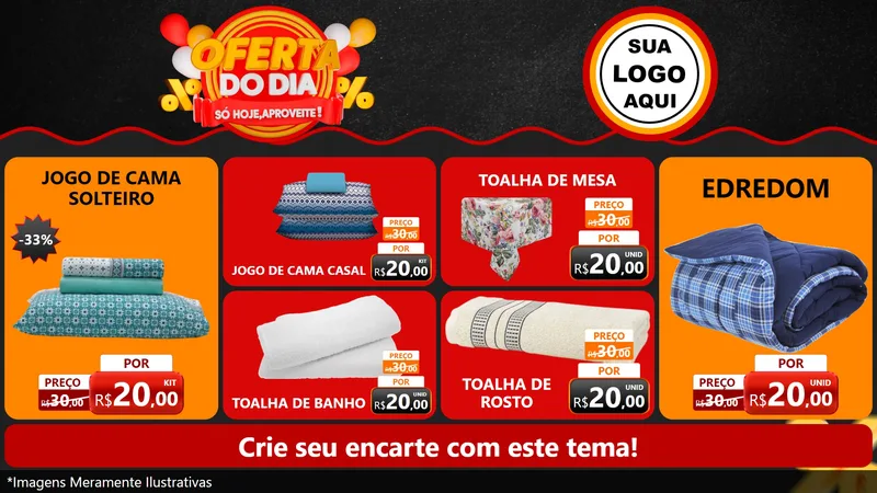 Modelo de TV para TV Horizontal com o tema Oferta do Dia - Só hoje, Aproveite! para Cama, Mesa e Banho