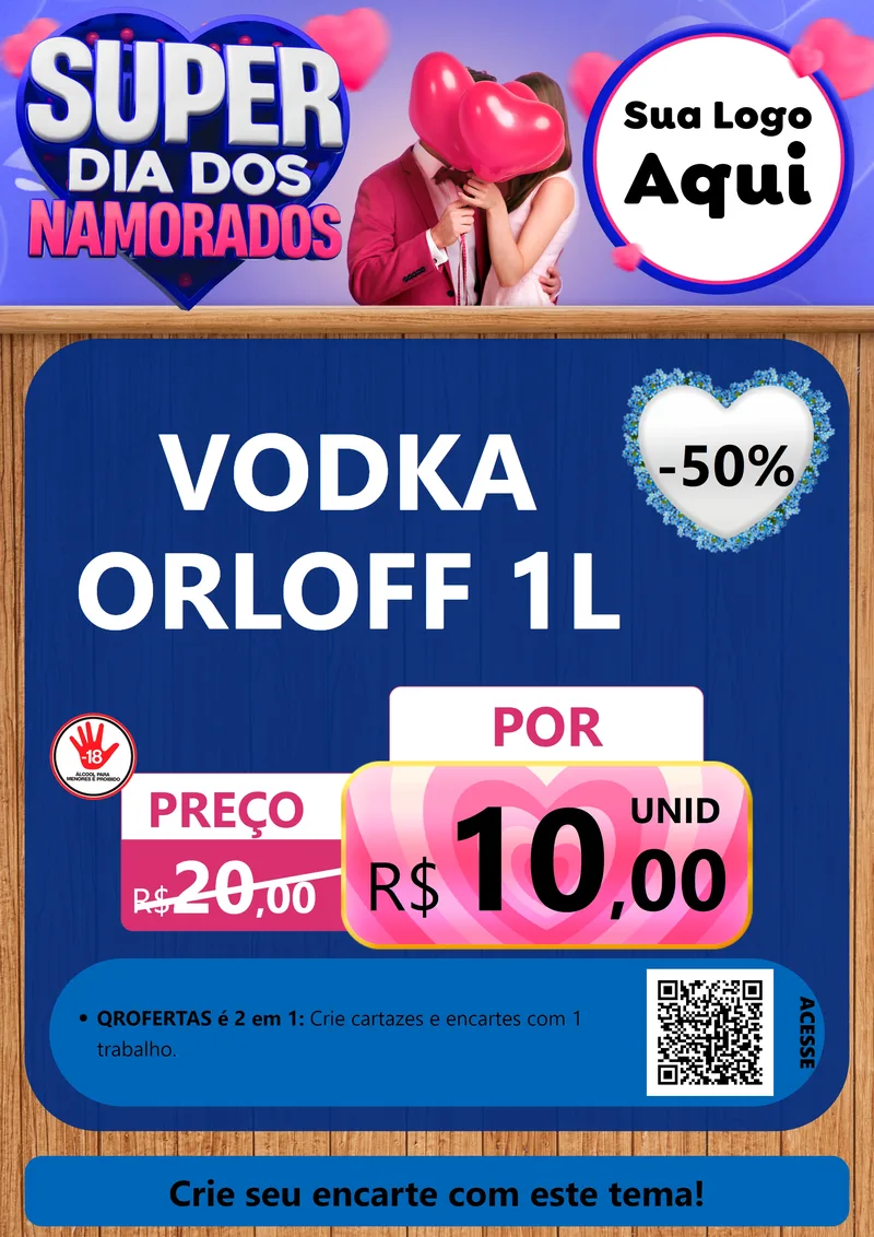 Modelo de Cartaz para Cartaz A4 Vertical com o tema Super Dia dos Namorados para Distribuidora de bebidas