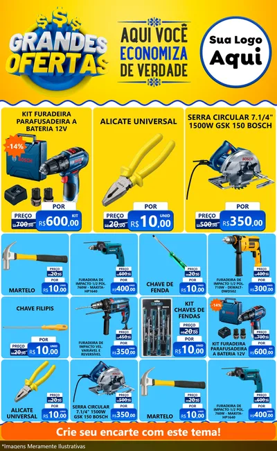Modelo de Encarte para Encarte Grande com o tema Grandes Ofertas para Maquinas e Ferramentas