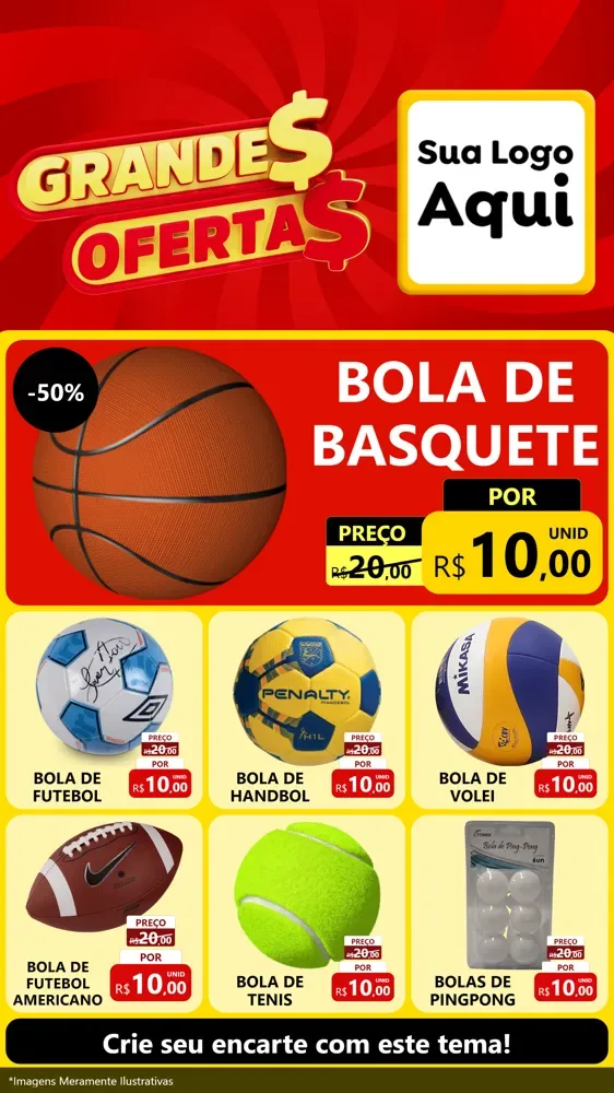 Modelo de Rede Social para Stories com o tema Grandes Ofertas para Artigos Esportivos