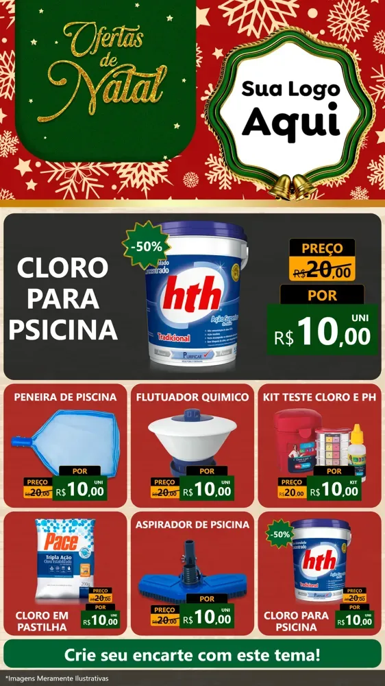 Modelo de Rede Social para Stories com o tema Natal de Ofertas para Produtos para Piscina