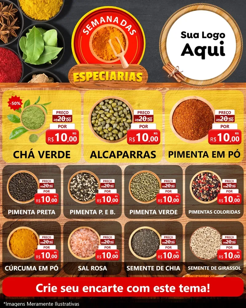 Modelo de Rede Social para Feed Instagram com o tema Semana das Especiarias para Produtos Naturais