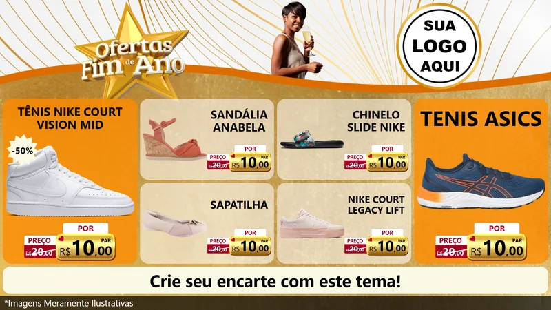 Modelo de TV para TV Horizontal com o tema Ofertas Fim de Ano para Calçados