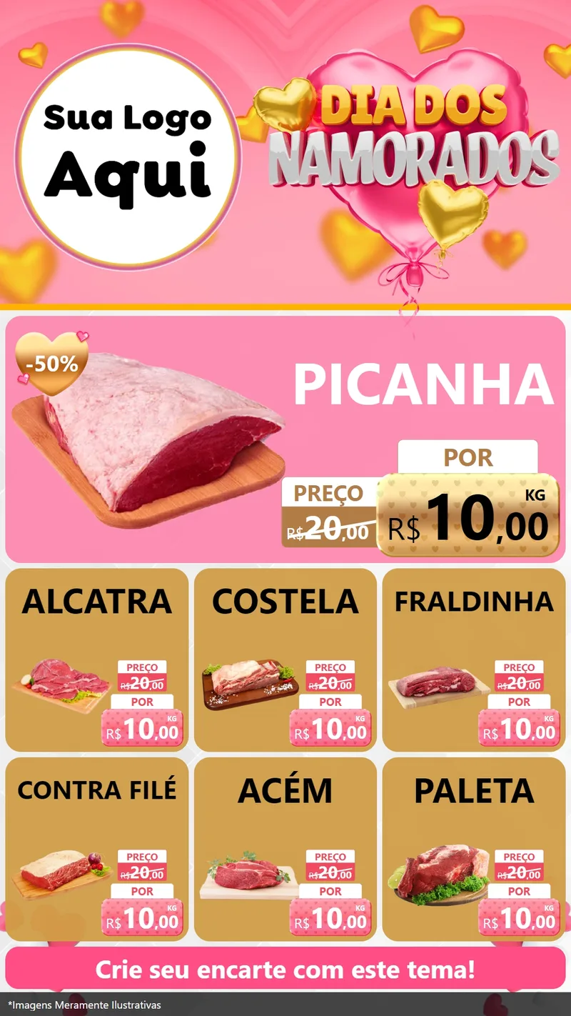 Modelo de Rede Social para Stories com o tema Dia dos Namorados para Açougue