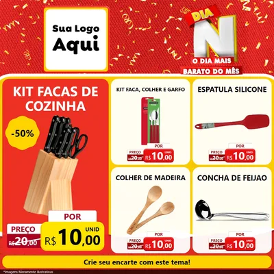 Modelo de Rede Social para Feed Facebook com o tema Dia N o Dia Mais Barato do Mês para Utilidades Domésticas