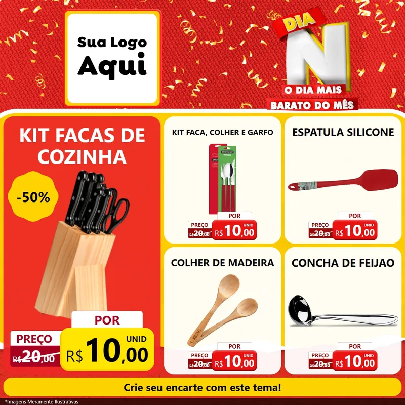 Modelo de Rede Social para Feed Facebook com o tema Dia N o Dia Mais Barato do Mês para Utilidades Domésticas