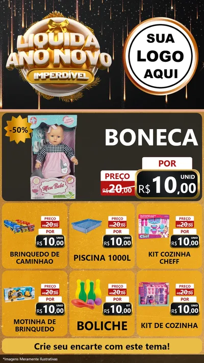 Modelo de Rede Social para Stories com o tema Liquida Ano Novo Imperdível para Brinquedos