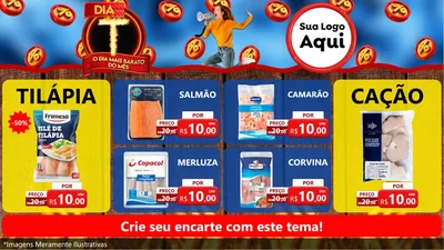 Modelo de TV para TV Horizontal com o tema Dia T - O Dia Mais Barato Do Mês para Peixaria
