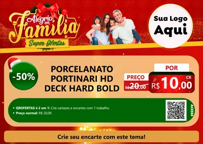 Modelo de Cartaz para Cartaz A4 Horizontal com o tema Alegria em Família Super Ofertas - Natal para Pisos e revestimentos