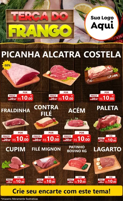 Modelo de Encarte para Encarte Grande com o tema Terça do Frango para Açougue