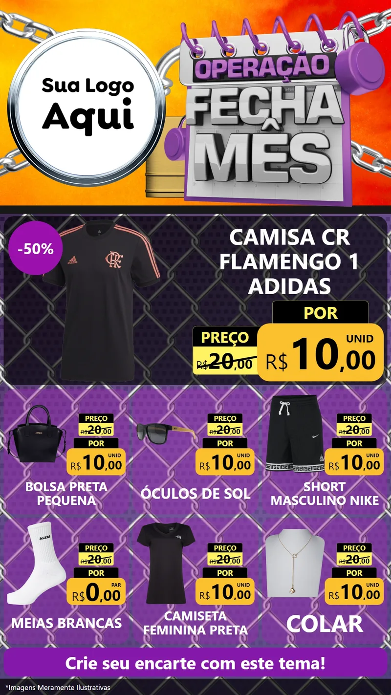 Modelo de Rede Social para Stories com o tema Operação Fecha Mês para Roupas e acessórios