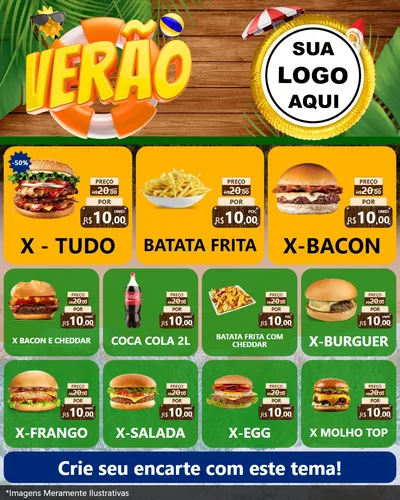 Modelo de Rede Social para Feed Instagram com o tema Verão para Hamburgueria