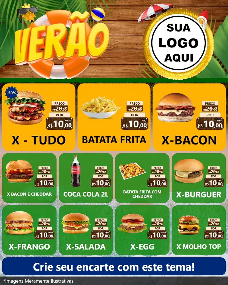 Modelo de Rede Social para Feed Instagram com o tema Verão para Hamburgueria