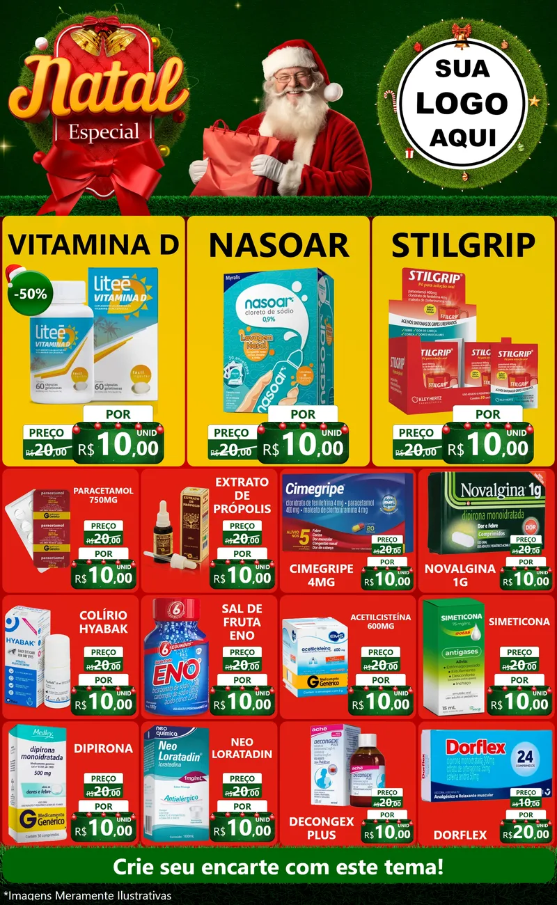 Modelo de Encarte para Encarte Grande com o tema Natal Especial para Farmácia