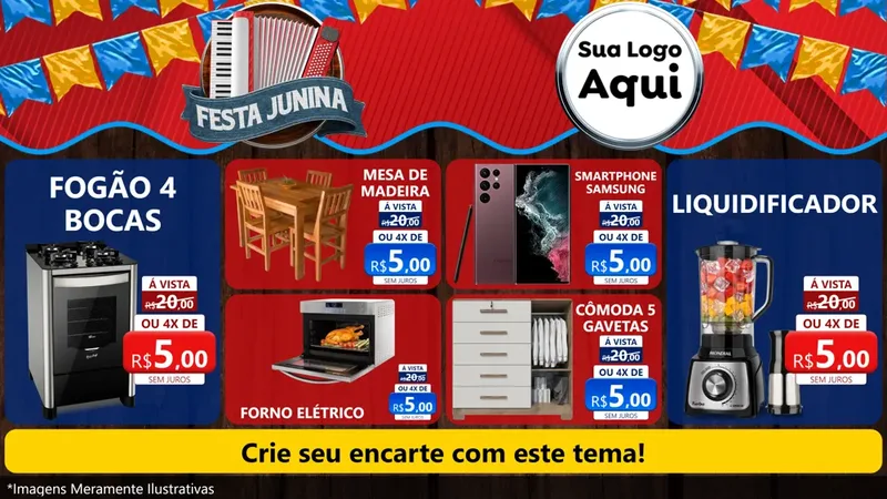 Modelo de TV para TV Horizontal com o tema Festa Junina para Móveis e Eletro