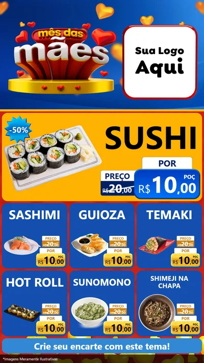 Modelo de Rede Social para Stories com o tema Mês das Mães para Comida japonesa