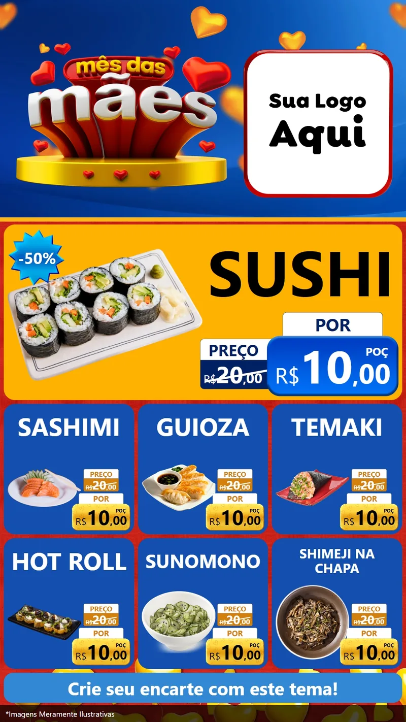 Modelo de Rede Social para Stories com o tema Mês das Mães para Comida japonesa