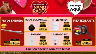 Modelo de TV para TV Horizontal com o tema Descontos Dia dos Namorados para Materiais Elétricos