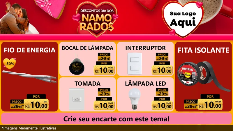 Modelo de TV para TV Horizontal com o tema Descontos Dia dos Namorados para Materiais Elétricos