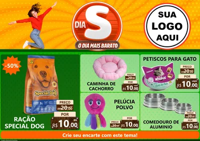 Modelo de Encarte para Encarte A4 Horizontal com o tema Dia S - O Dia Mais Barato para Pet Shop