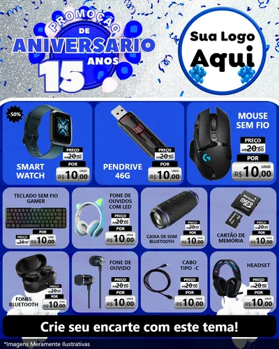 Modelo de Rede Social para Feed Instagram com o tema Promoção de Aniversário - 15 Anos para Informática