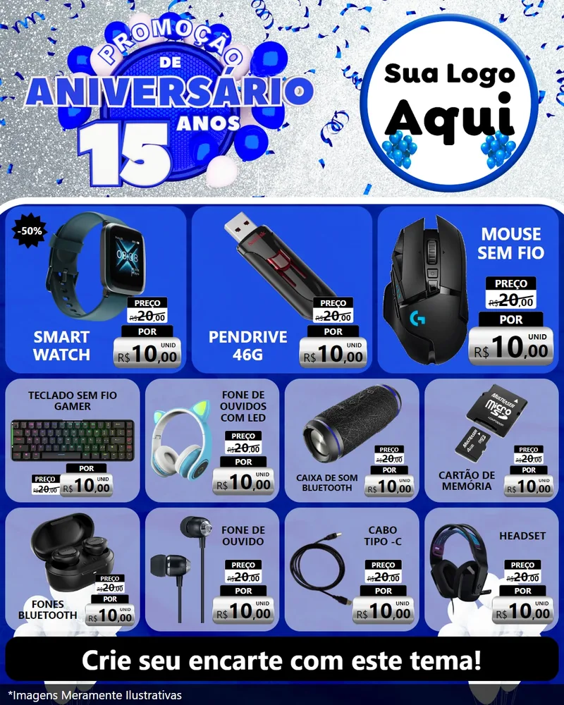 Modelo de Rede Social para Feed Instagram com o tema Promoção de Aniversário - 15 Anos para Informática