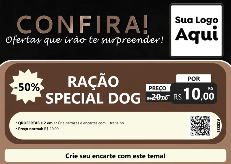 Modelo de Cartaz para Cartaz A4 Horizontal com o tema Confira! Ofertas que irão te surpreender! para Pet Shop
