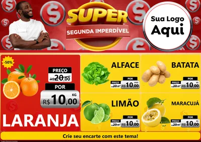 Modelo de Encarte para Encarte A4 Horizontal com o tema Super Segunda Imperdível para Hortifrúti