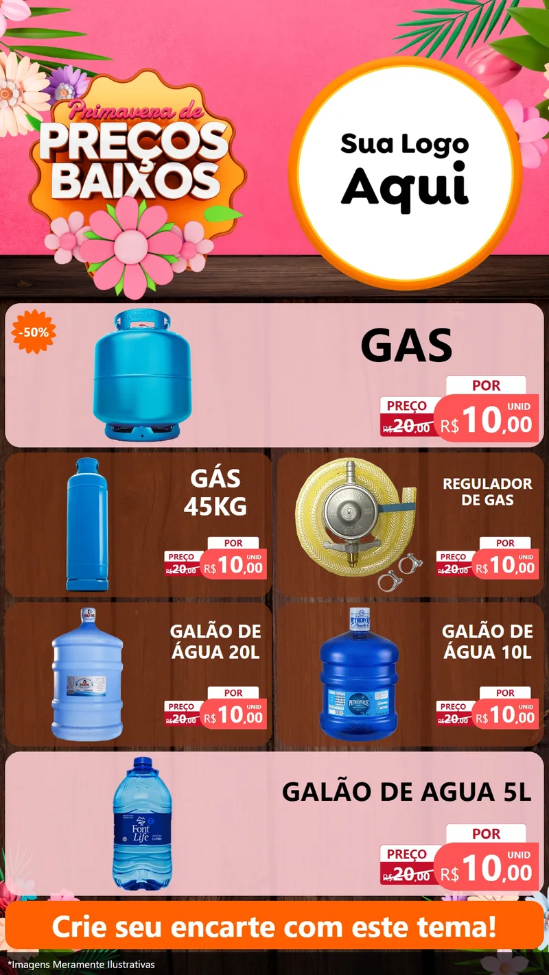 Modelo de TV para TV Vertical com o tema Primavera de Preços Baixos para Água e gás