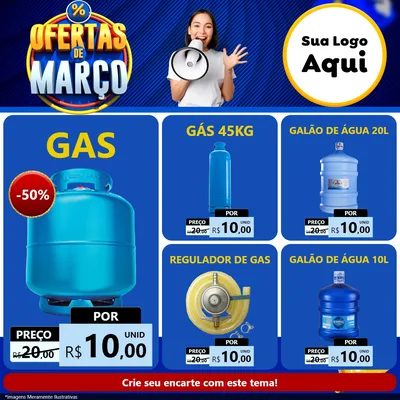 Modelo de Rede Social para Feed Facebook com o tema Ofertas de Março para Água e gás