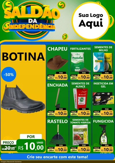 Modelo de Encarte para Encarte A4 Vertical com o tema Saldão da Indepêndencia para Agropecuária