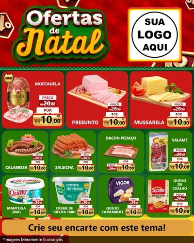 Modelo de Rede Social para Feed Instagram com o tema Ofertas de Natal para Frios e Laticínios