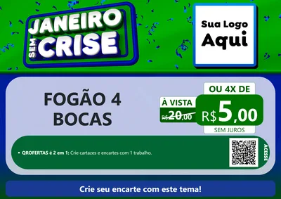 Modelo de Cartaz para Cartaz A4 Horizontal com o tema Janeiro Sem Crise para Móveis e Eletro