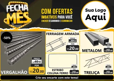 Modelo de Encarte para Encarte A4 Horizontal com o tema Fecha Mês para Ferragens