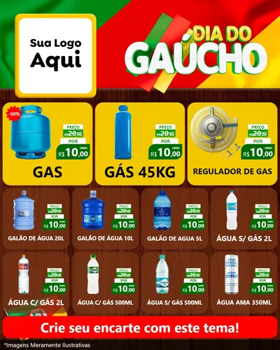Modelo de Rede Social para Feed Instagram com o tema Dia do Gaúcho para Água e gás