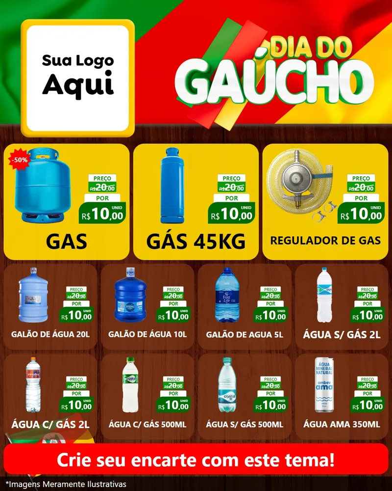 Modelo de Rede Social para Feed Instagram com o tema Dia do Gaúcho para Água e gás