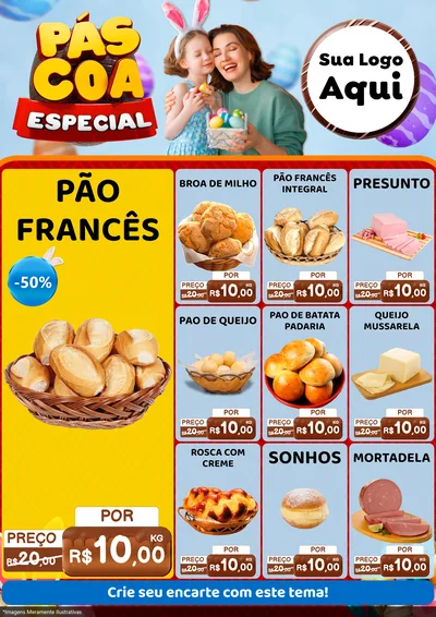 Modelo de Encarte para Encarte A4 Vertical com o tema Páscoa Especial para Padaria