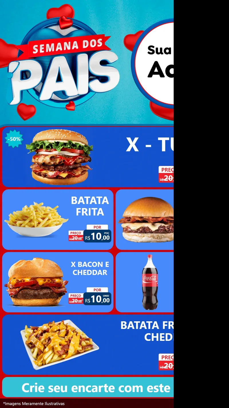 Modelo de TV para TV Vertical com o tema Semana Dos Pais para Hamburgueria