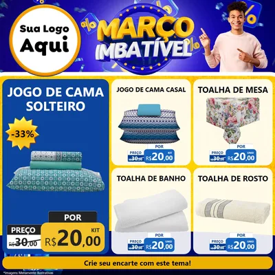 Modelo de Rede Social para Feed Facebook com o tema Março Imbatível para Cama, Mesa e Banho