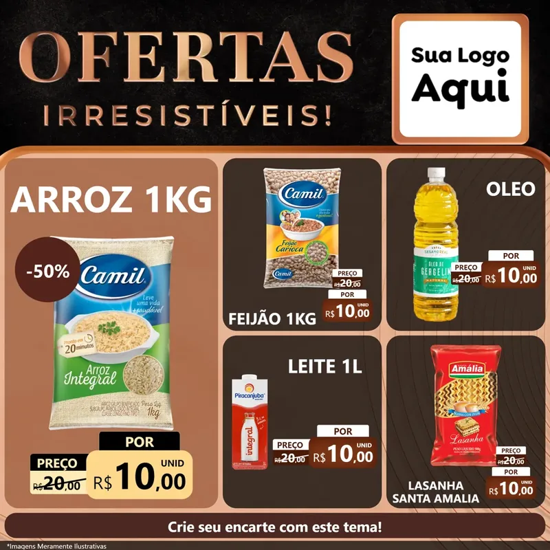 Modelo de Rede Social para Feed Facebook com o tema Ofertas Irresistíveis! para Supermercado