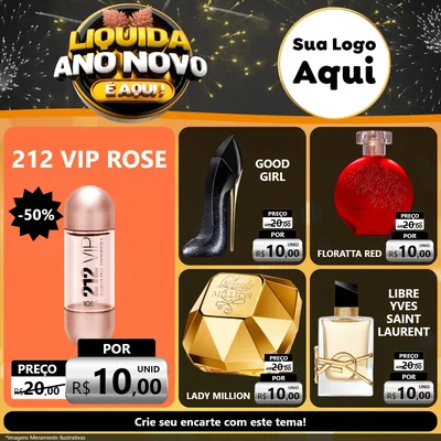 Modelo de Rede Social para Feed Facebook com o tema Liquida Ano Novo É Aqui! para Perfumes