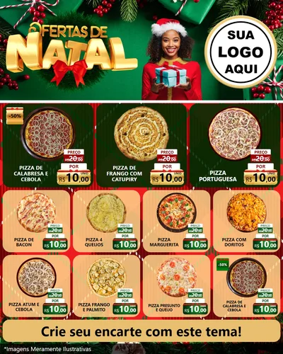 Modelo de Rede Social para Feed Instagram com o tema Ofertas de Natal para Pizzaria